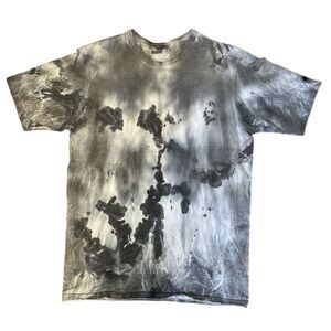 Champion Custom Tie Dye Shirt Hand Dyed Grey Black White Cotton T-shirt Sz M/L
